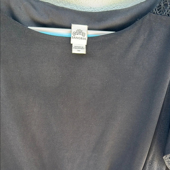 Chic Black Dress with Lace Trim by Sangria Size 10 - Picture 3 of 6